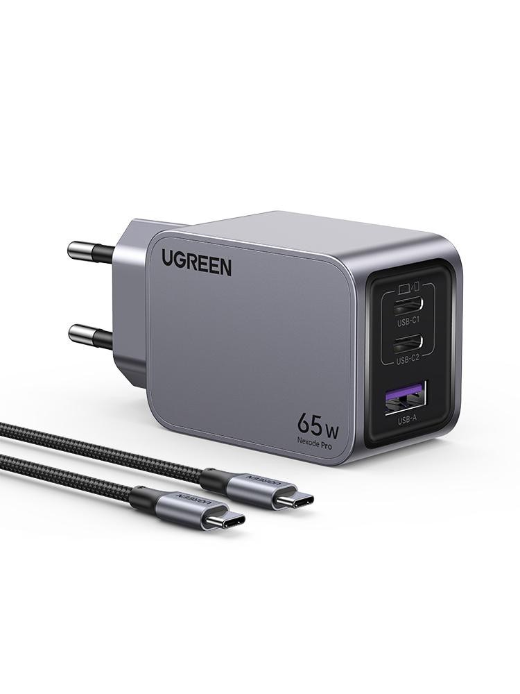 UGREEN Nexode Pro X755 GaN Fast Charger Set 65W Ladegerät 2x USB-C 1x USB-A inkl. USB-C Kabel 25871