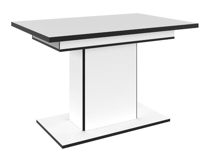Esstisch HELA Ariana, Tisch, Küchentisch, Auszugstisch , schwarz-weiß (weiß, schwarz, weiß, schwarz, weiß, schwarz), B:120cm H:76cm T:80cm, Tische, Esstisch, durch innenliegende Einlegeplatten ausziehbar 120-160 cm