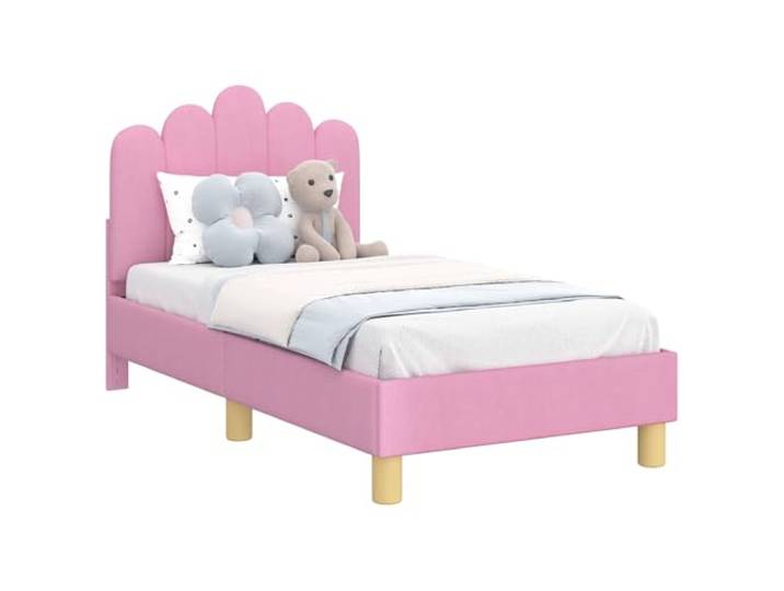 KTHLBRH Kinderbett mit Kopfteil rosa 70 x 140 cm aus Holz Lattenrost im Lieferumfang enthalten, ohne Boxspring, niedriges Profil, nur für den Innenbereich, Montage erforderlich
