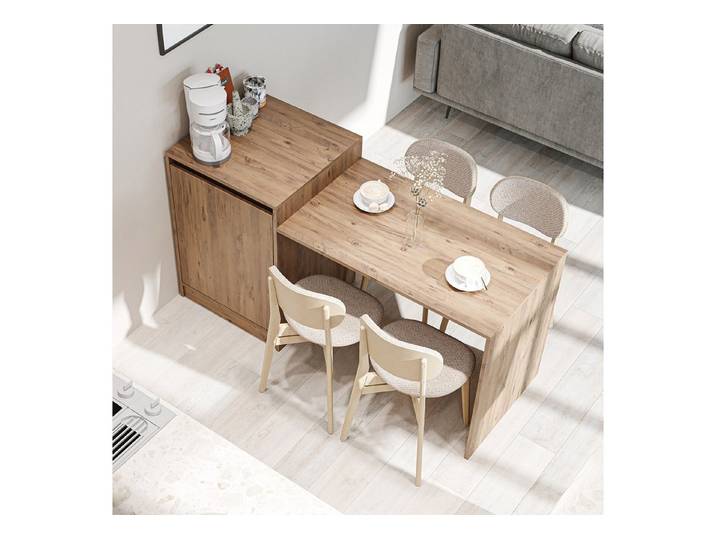 Roomart Küchentisch MILANO Kücheninsel 160 cm, Esstisch + Schrank in 4 Farben (Kücheninsel mit Esstisch, Küchentisch & Küchenschrank), Esstisch + Schrank kombiniert, fest stehend in 4 Farben