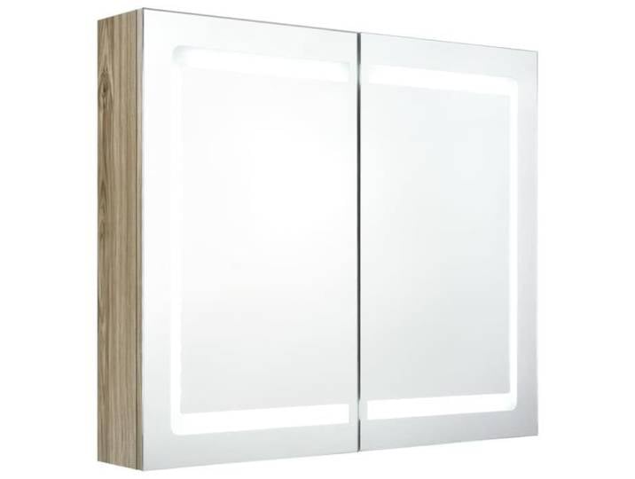 Armoire de salle de bain à miroir LED - AYNEFY - Chêne - Contemporain - Design