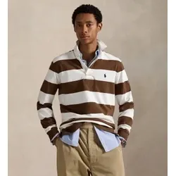 Polo Ralph Lauren für Herren. 710717116055 Ikonisches Rugby-Hemd braun (L), Lässig, Baumwolle, Langarm