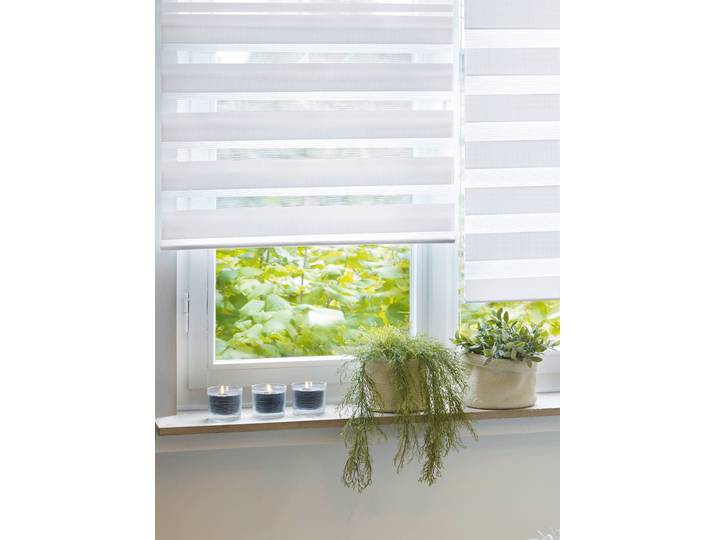 Doppelrollo GARDINIA mit Aluminiumkassette Gr. 2, weiss (weiß), B:80cm H:160cm, Polyester, Rollos, Doppelrollo, Hochwertige Optik und Staubschutz