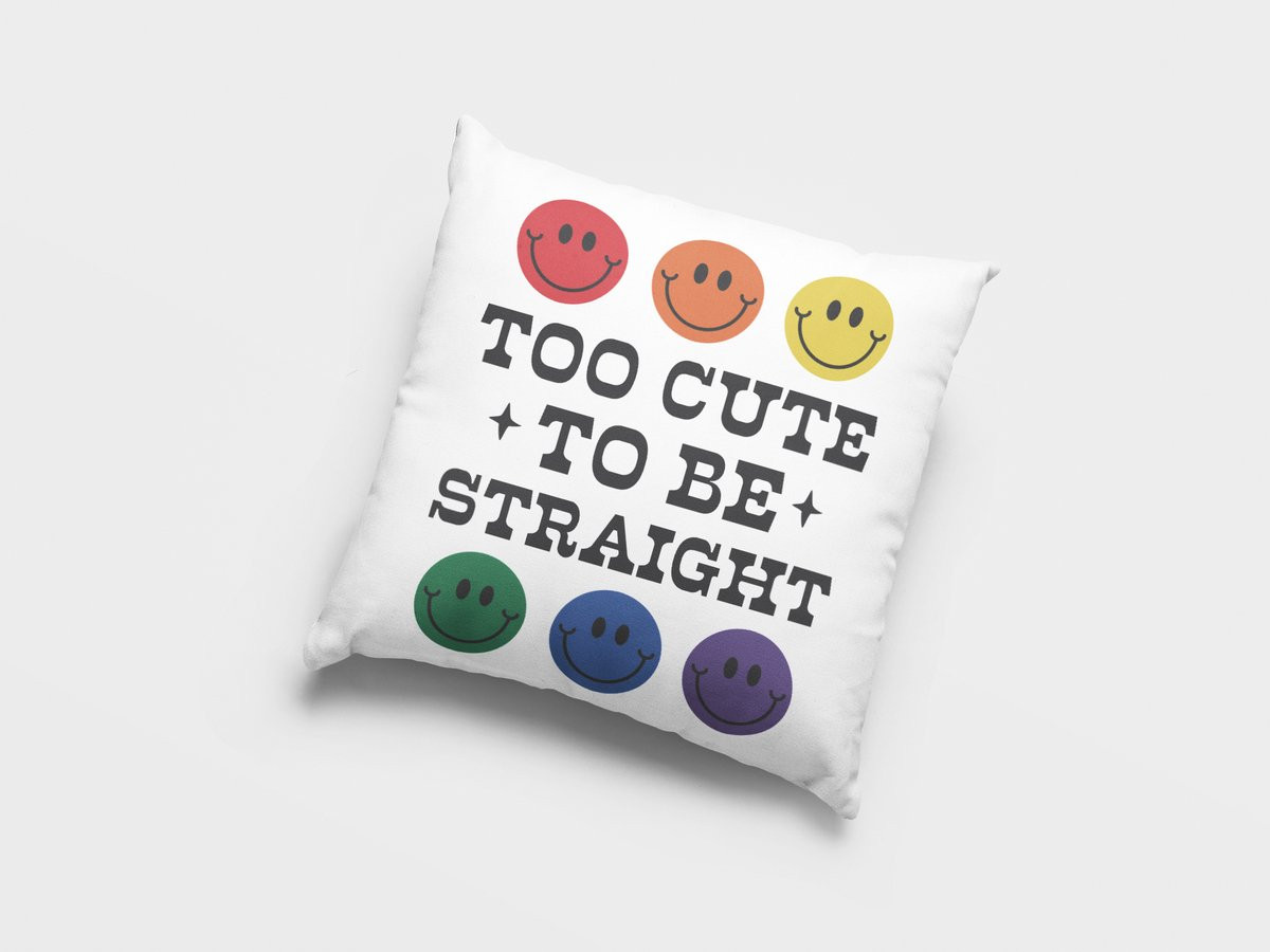 Grappig Regenboog Kussen Too Cute To Be Straight - LHBTQ+ Huisdecoratie Cadeau