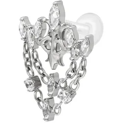 PTFE Labret mit Innengewinde + Titan-Aufsatz GOTISCHE KRONE + KETTEN
