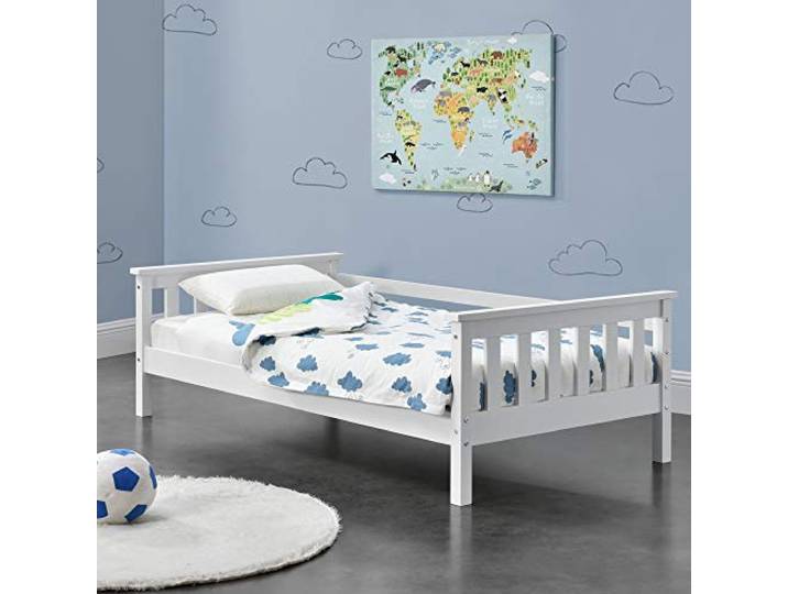 [en.casa] Kinderbett Nuuk mit Stauraum 80x160 cm Jugendbett bis 70 kg mit Lattenrost Kojenbett Kiefernholz Weiß
