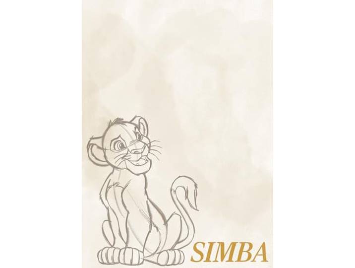 Komar Wandbild- Disney The Lion King Simba Sketch - Größe 50 x 70 cm - Poster, Kinderzimmer, Dekoration - gerollt ohne Rahmen, Beige
