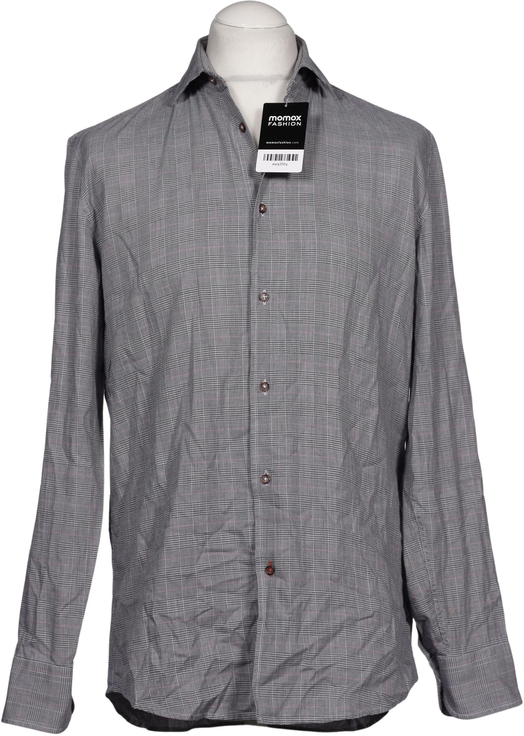 handstich Herren Hemd, Grau, Gr. M, Baumwolle - Second Hand