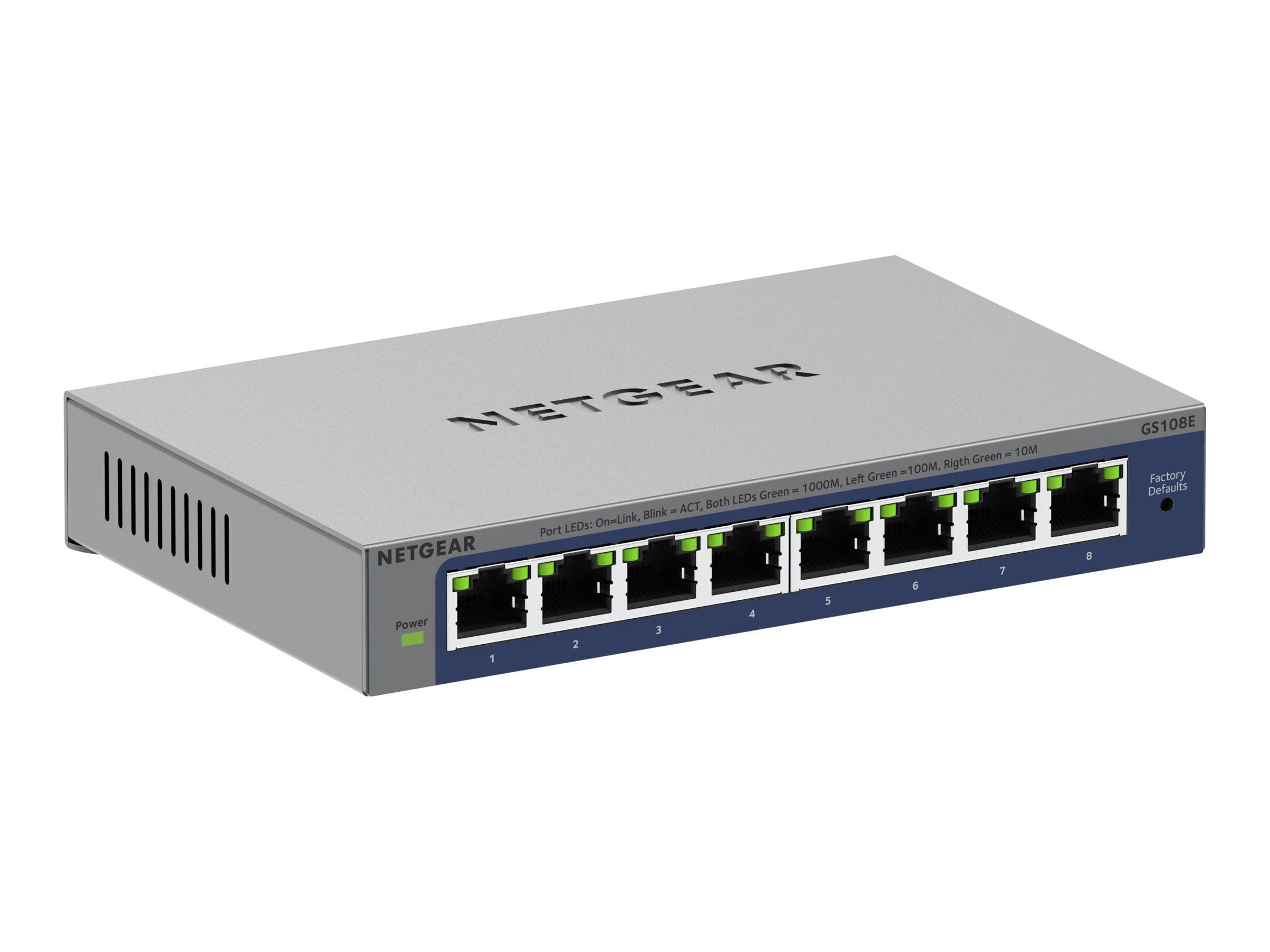 NETGEAR 8-Port Gigabit Ethernet Plus Switch (GS108E): Managed, Desktop- oder Wandmontage