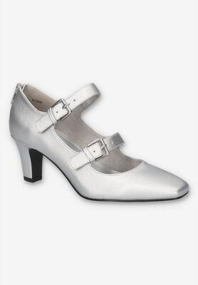 Women's Willis Pump by Easy Street in Silver Satin (Size 7 M)
