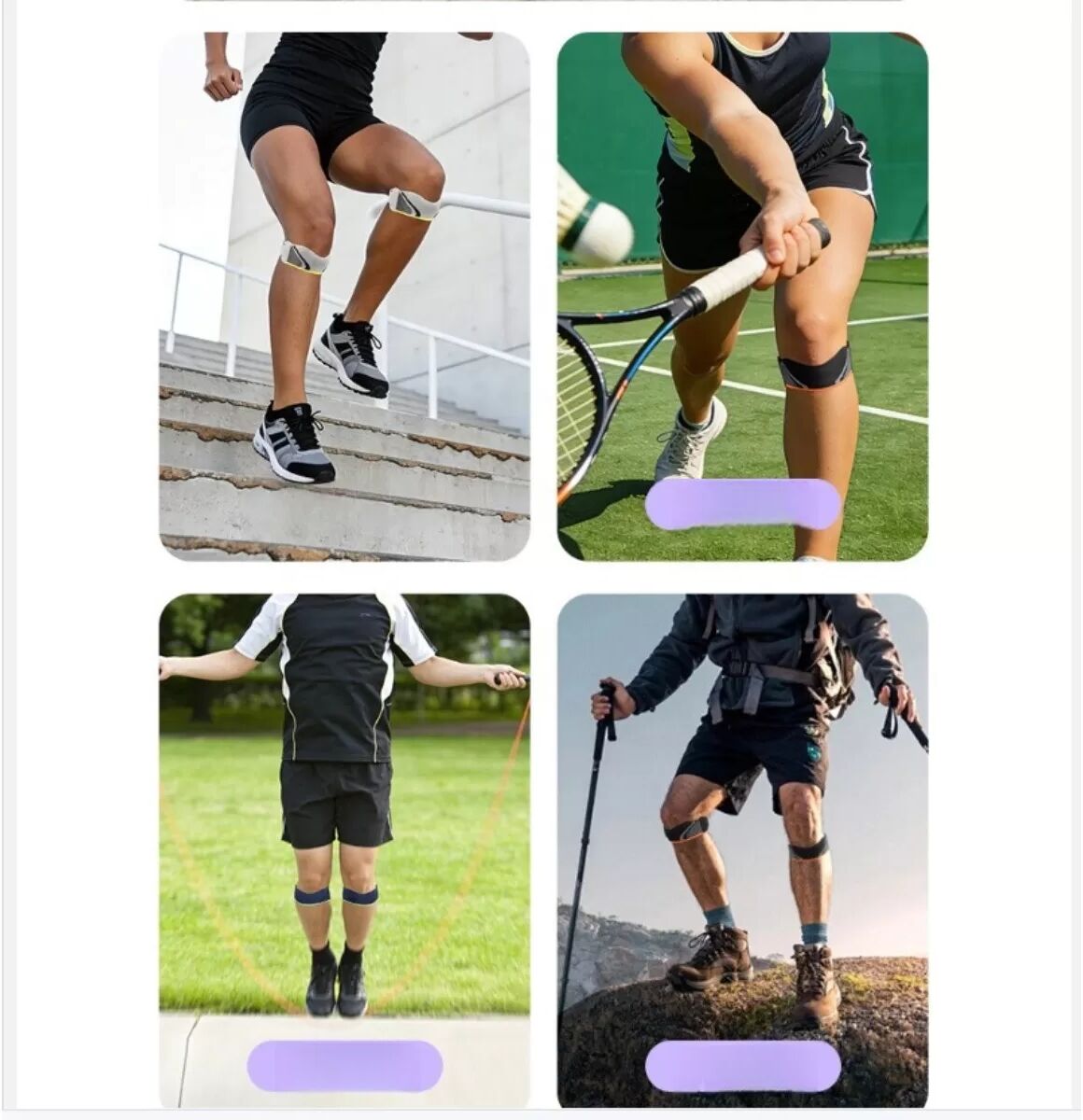 INF Sangle rotulienne de compression sportive avec pad silicone amortisseur, maintien réglable pour course et cyclisme Bleu marine