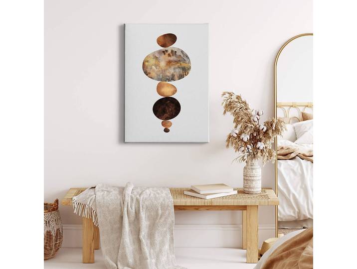 Leinwandbild Geometrisch Balance Polyester PVC / Fichtenholz Braun 50 x 70cm