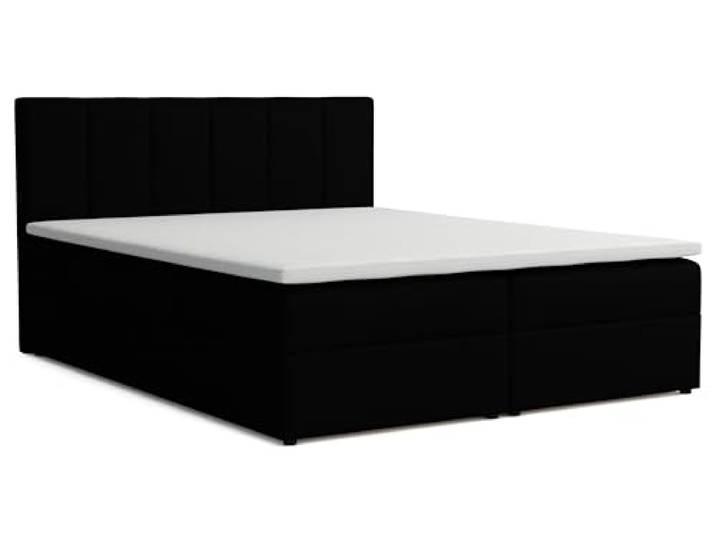 Boxspringbett 160x200 mit Bettkasten, Lisa Doppelbett Schwarz Velourstoff Bett 160x200, Doppelbett mit Komfortschaumkern-Topper (2 cm) für extra Liegekomfort