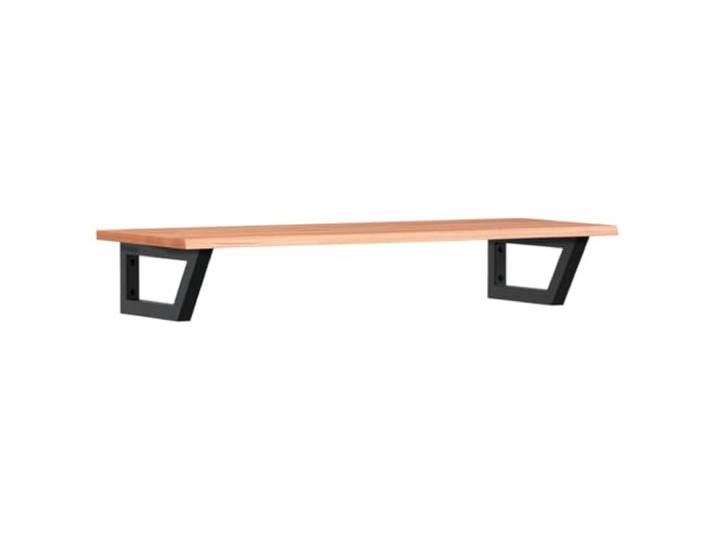 WEMYUFURN Waschtischplatte mit Stahlhalterung und Massivholz Eiche Wandbefestigung,Schweberegal,Stauraum für Cremes,Handtuchaufhängung,Trapezform,Halterung vorgebohrt,Naturprodukt Eiche