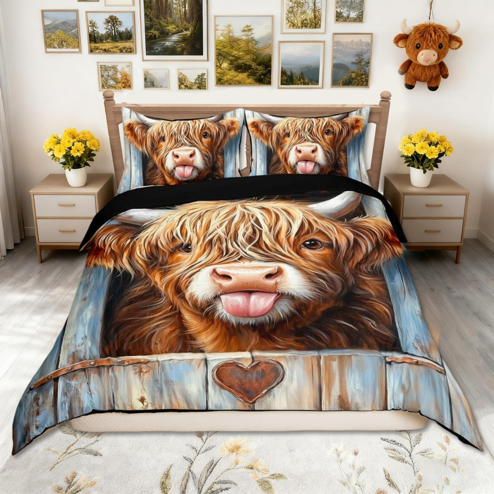 Dekbedovertrekset Highland Cow King Size met 2 kussenslopen