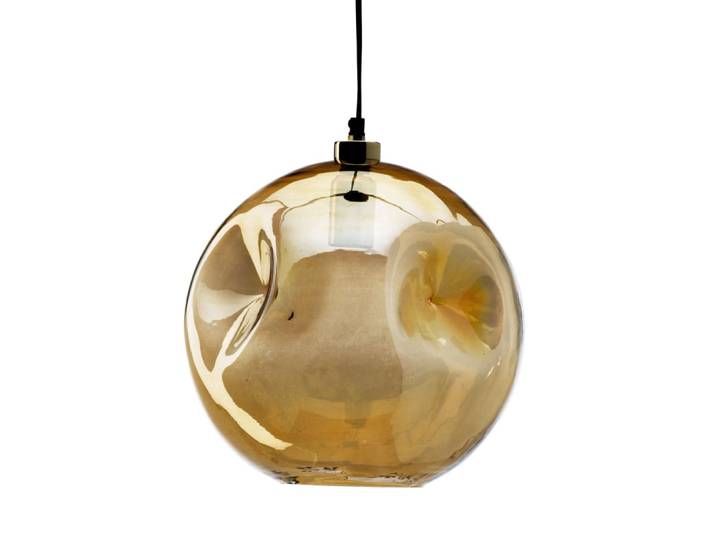 Suspension en verre recyclé doré 29x29x33cm