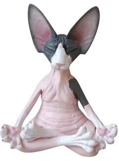 ModernMart Zen Sphynx Cat Buddha Figurine Meditation Yoga Garden Decor Statue a