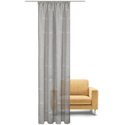 Gardine GERSTER "Nelli" Gr. 1, grau (hellgrau, beige), B:140cm H:245cm, Wirkware, Polyester, Gardinen, Gardine, Fertigschal - nature line