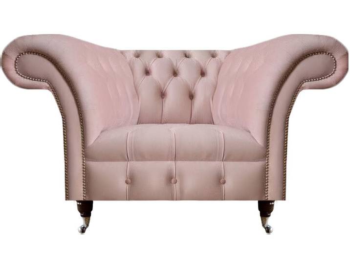 Xlmoebel Chesterfield-Sessel Rosa Chesterfield Designer Sessel aus hochwertigem Textil (Sessel), Hergestellt in Europa