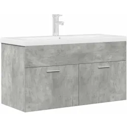 vidaXL Waschbeckenunterschrank mit Einbaubecken Wasserhahn Betongrau