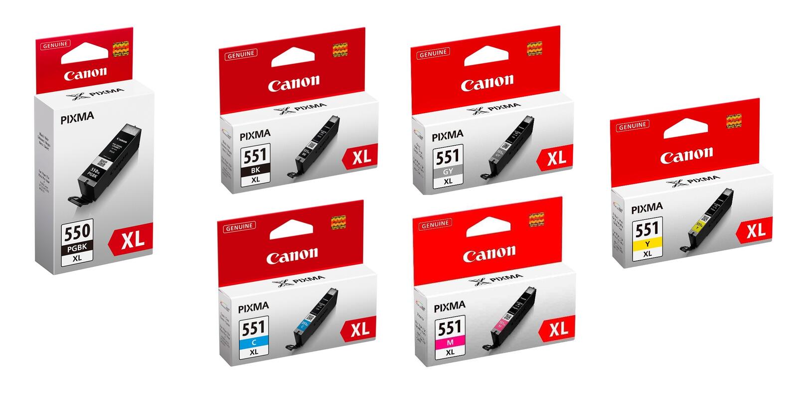Canon Original PGI-550PGBK/CLI-551 XL Druckerpatronen 6er-Multipack - BK/C/M/Y/GR/BK CLI-551XL-6er