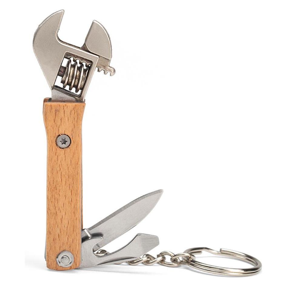 Kikkerland - Wooden Mini Wrench Tool - Natural Wood Finish - 3 inches (4 Funktionen) (KR111)