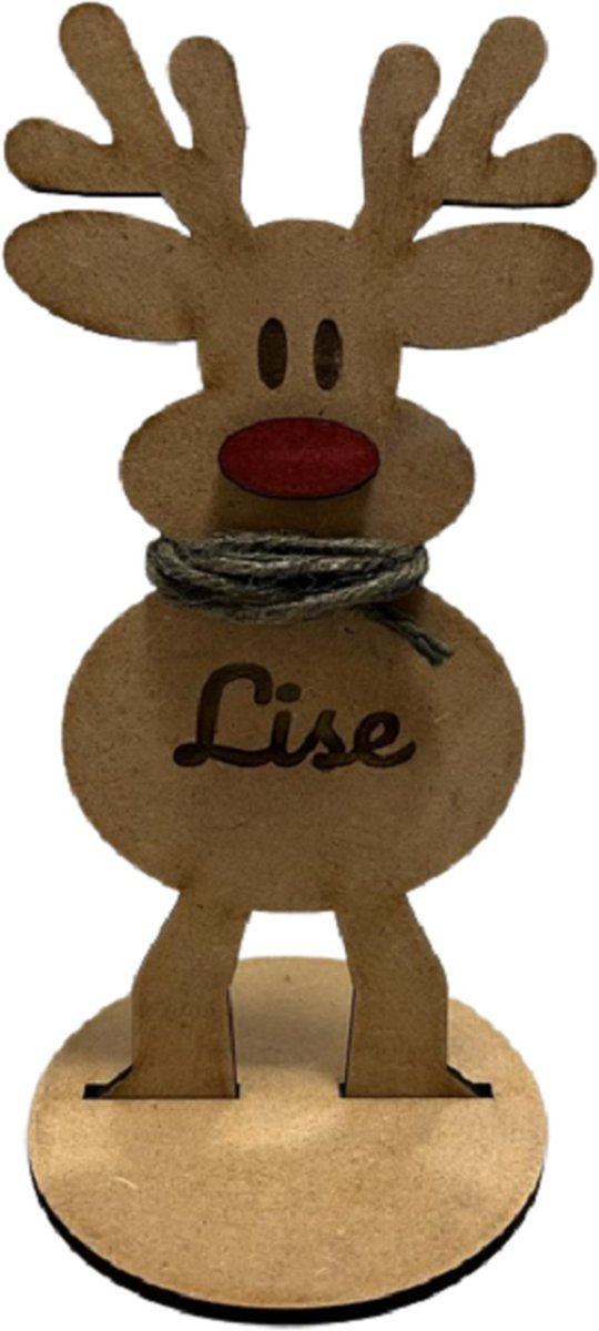 Personaliseerbare rendier kerstdecoratie voor op tafel