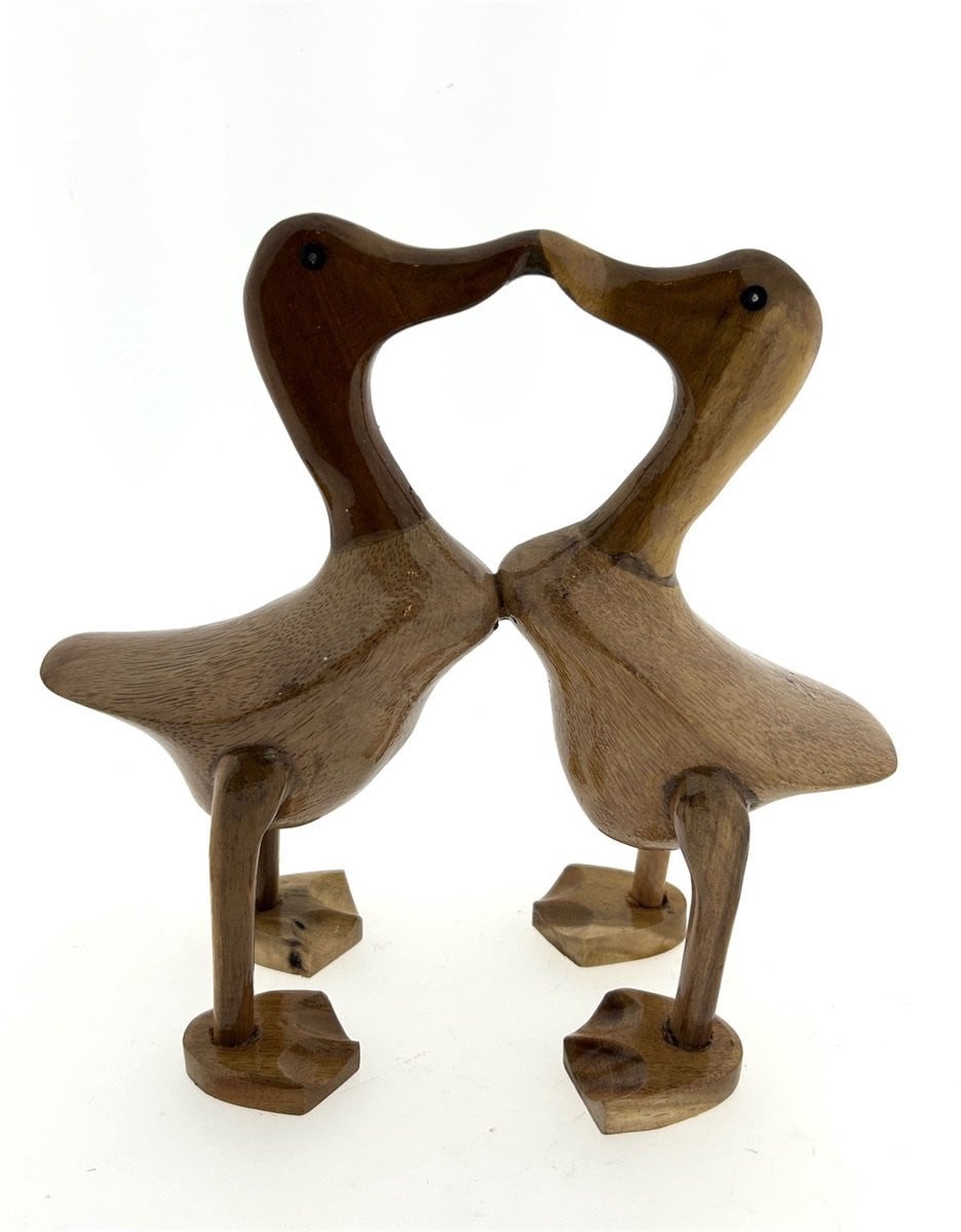 Houten eend Love koppel natural