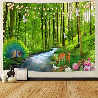 Wandteppich schöne hölzerne Leiter Wasserfall Landschaft Tapisserie hängen Stoff Hintergrund Stoff dekorative Stoff hängen Stoff Wandtuch XXL Natur