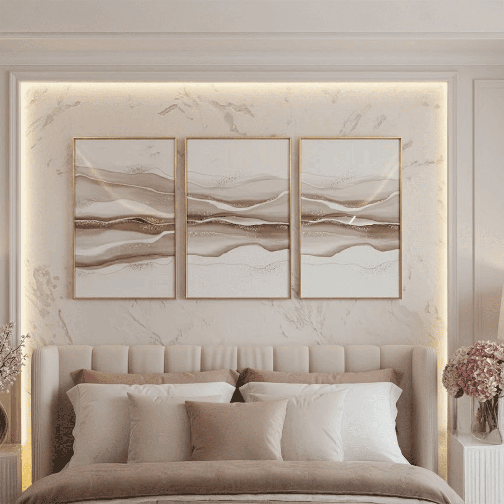 Laila Taupe & Gold Framed Wall Art - Set of 3
