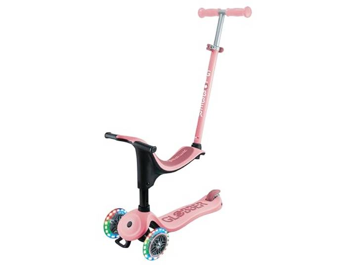 Globber - GO UP Sporty Lights – step met 3 wielen met zitting – kinderen vanaf 15 maanden – pastelroze