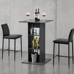 Bartisch Visby 110x70x70 cm mit 3 Regalfächern Dunkelgrau en.casa