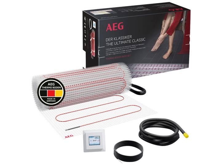 AEG HAUSTECHNIK Fußbodenheizung Basis Thermo Boden »TBS TB 160/2 Set Plus« , weiß, B/L: 50cm x 400cm, Heizmatten, Elektrische Fußbodenheizung, Komplettset 2 m², 160 W/m², Fußbodenheizung