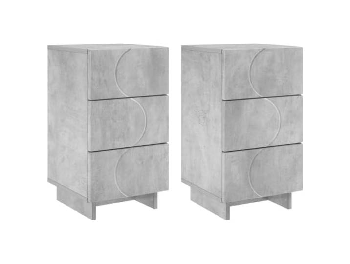 KDVXBCQJH Nachttisch 2er Set Betongrau 33,5x34,5x60 cm Holzwerkstoff Kompakter Beistelltisch im 2er-Set mit Schubladen für Schlafzimmer und Wohnzimmer aus pflegeleichtem Holzwerkstoff.