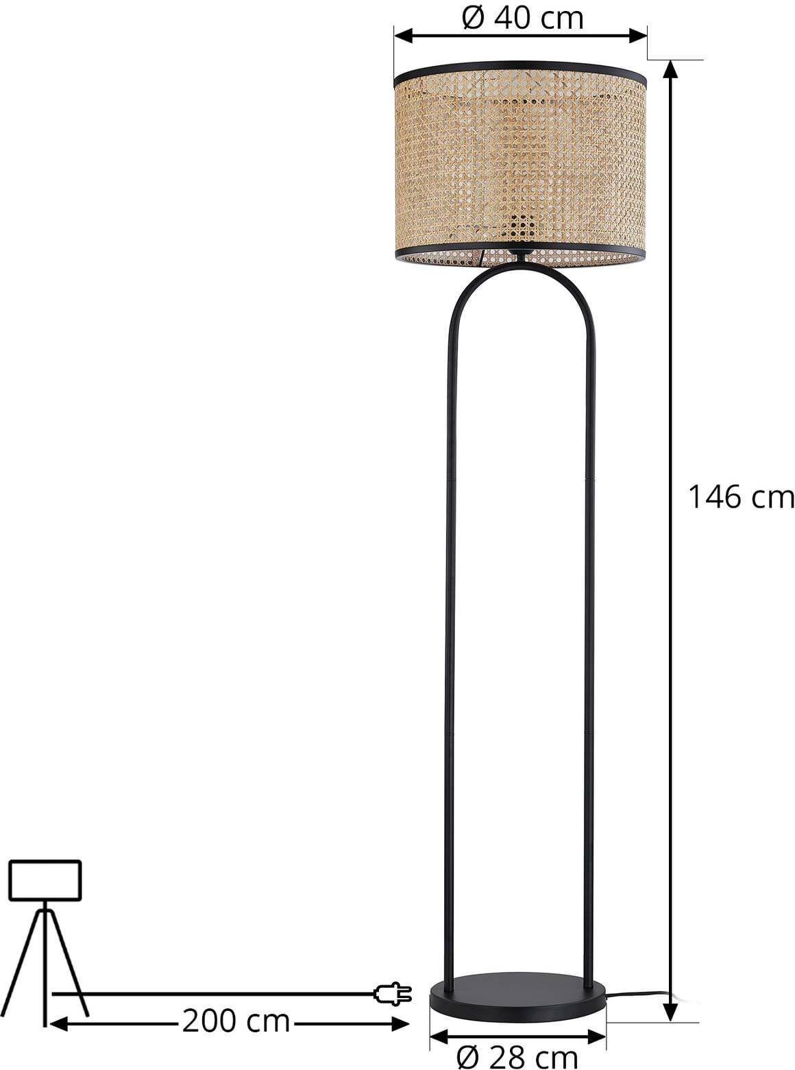 Stehlampe Yaelle Lindby, Holz hell, für Wohn- / Esszimmer, Holz, Skandinavisch, Stehlampe
