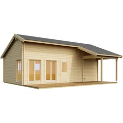 Weka Wochenendhaus »Hamburg« mit Sauna und Aufbau - 1x60x840cm - naturfarben -