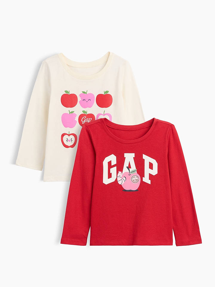 GAP 2er-Set: Longsleeves in Creme/ Rot - 92