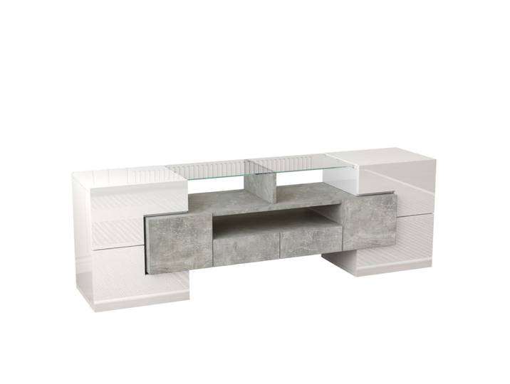 Meuble tv en panneaux de particules avec led blanc 145 cm