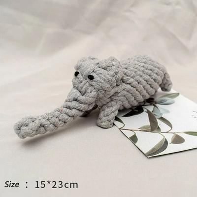 Uplift Essentials Hand Woven Rope Knot Ball Heavy Duty Bite Resistant Dental Chew For Small Dogs elephant