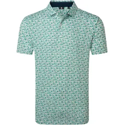 FootJoy Surfs Up Print Lisle Herrenpoloshirt - Field Green / White / Sunshine / Navy / XL