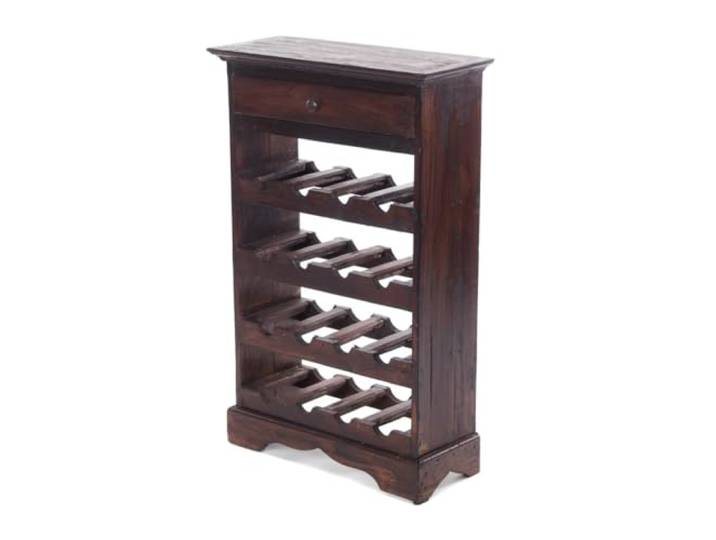 DESIGN DELIGHTS rustikales WEINREGAL Cortez 85 85x55cm(HxB) Massivholz Flaschenregal, Weinflaschenregal aus Holz, Getränkeregal mit Schublade Farbe: 03 Dunkelbraun