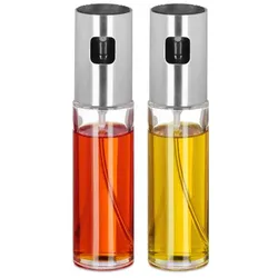 Relaxdays Essig- und Ölsprüher Set 100 ml Schwarz,Silber,Transparent