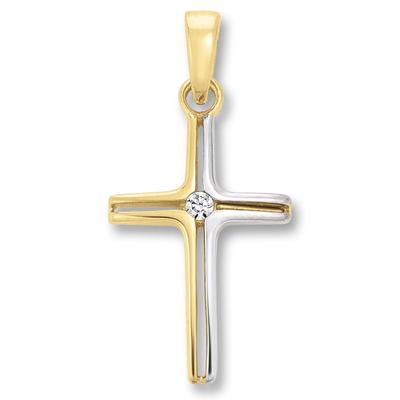 Kette mit Anhänger ONE ELEMENT "Zirkonia Kreuz Anhänger aus 333 Gelbgold", gold, Halsketten, Damen, Gelbgold 333, Fein gefertigt – ein Zeichen mit besonderer Bedeutung