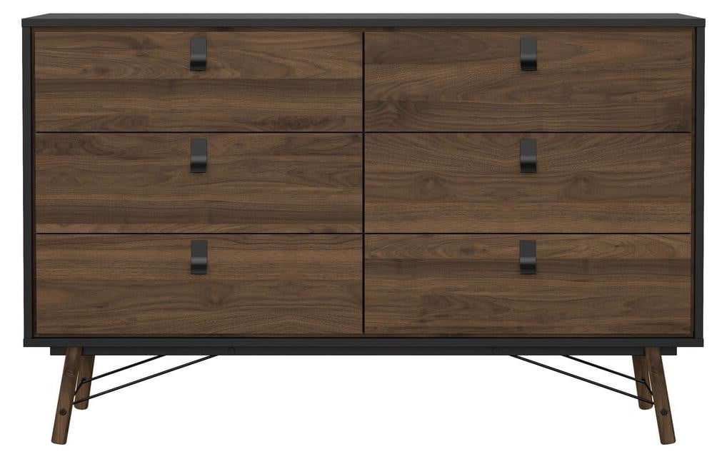CaliCosy Joyce Dubbele ladekast met 6 lades en metalen onderstel Breedte: 150,3 cm