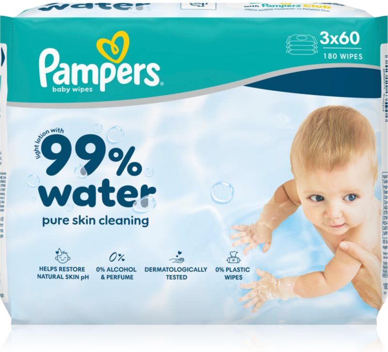 Pampers 99% Water Baby Wipes wet cleansing wipes for children 3x60 pc