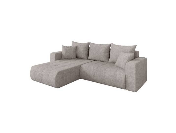 ECKSOFA mit Schlaffunktion Ottomane Links MILA-L 277x194x86 Hellgrau Velours