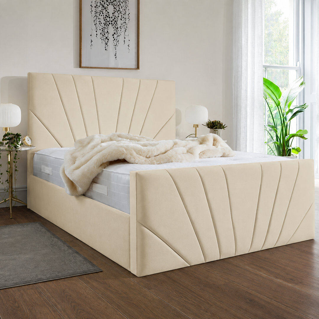 Brayden Studio Ebenezer Chappory Storage Bed Cream Kingsize (5')