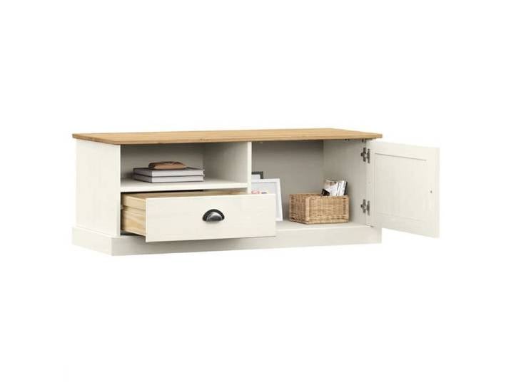 Meuble TV VIGO blanc - - 106x40x40 cm - bois d'ingénierie - 1 tiroir - 1 compartiment - Compartiment ouvert 347896
