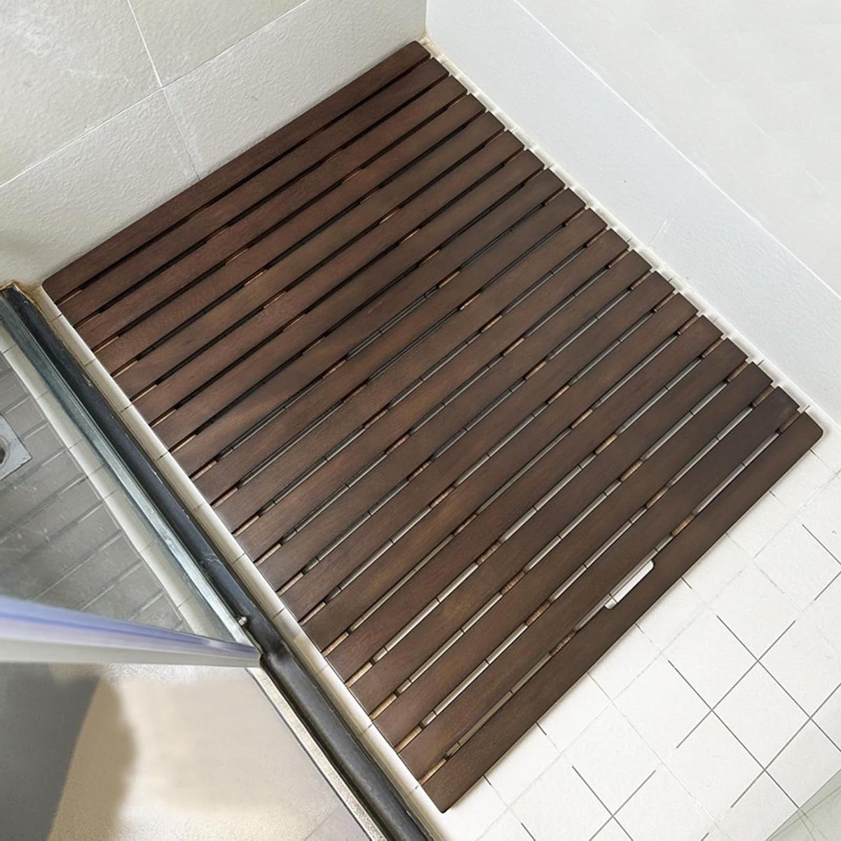 Houten Badmat Antislip in Zwart Walnoot - 60 x 90 cm
