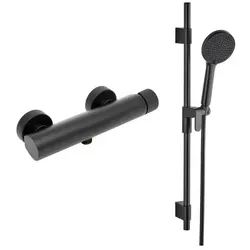 SAT Evolution Brausearmatur mit Brausegarnitur 150 mm schwarz matt SATBSEVO268CSET1